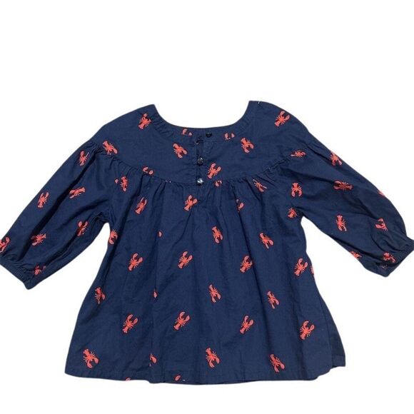 Old Navy Other - Old Navy Girls Blouse Size 5T Blue Lobster Print Tunic 3/4 Sleeve